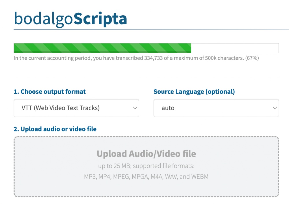 bodalgoScripta: Audio and Video Transcription